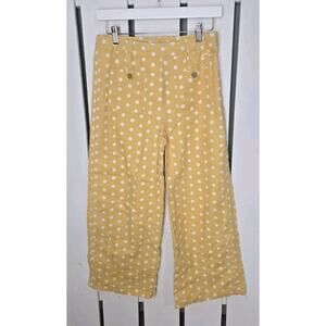 Eligo Yellow Polka Dot Wide Leg Girls' Pants Linen Stretch Trousers Size 13-14